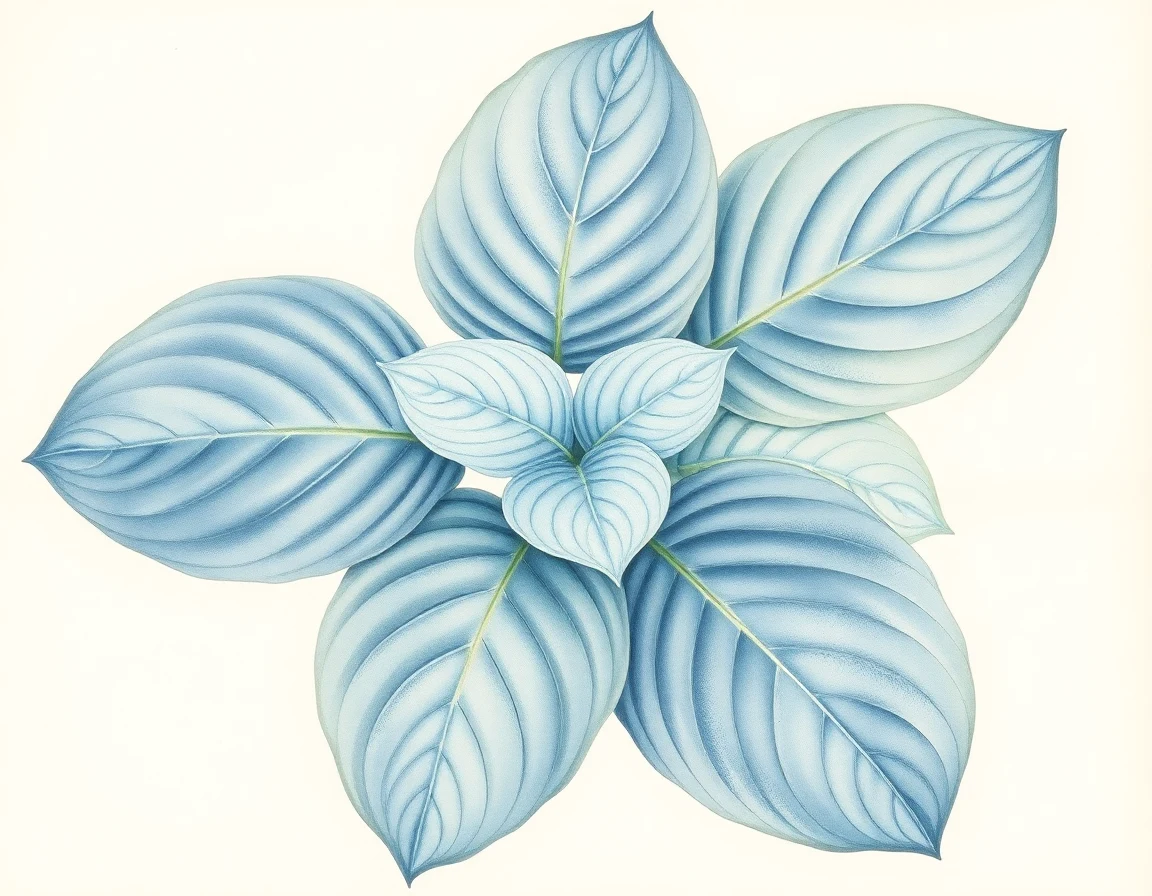 Watercolor illustration of Hosta 'Sea Mermaid'