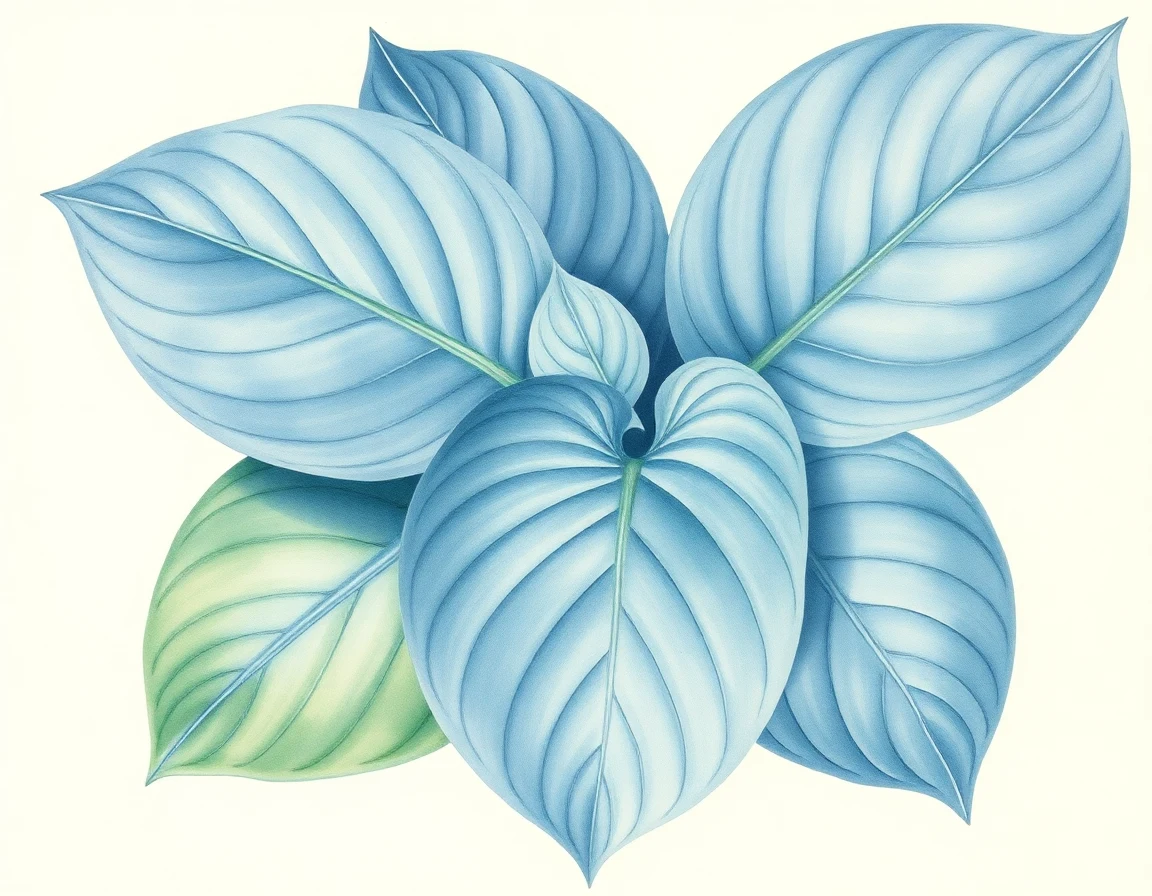 Watercolor illustration of Hosta 'Sea Mist'