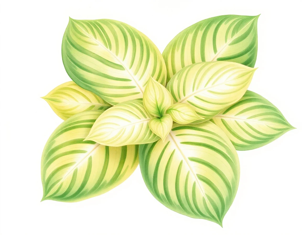 Watercolor illustration of Hosta 'Sea Octopus'