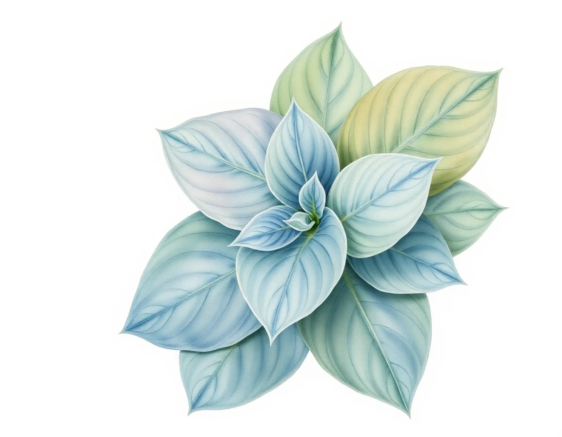 Watercolor illustration of Hosta 'Seaside Splendor'
