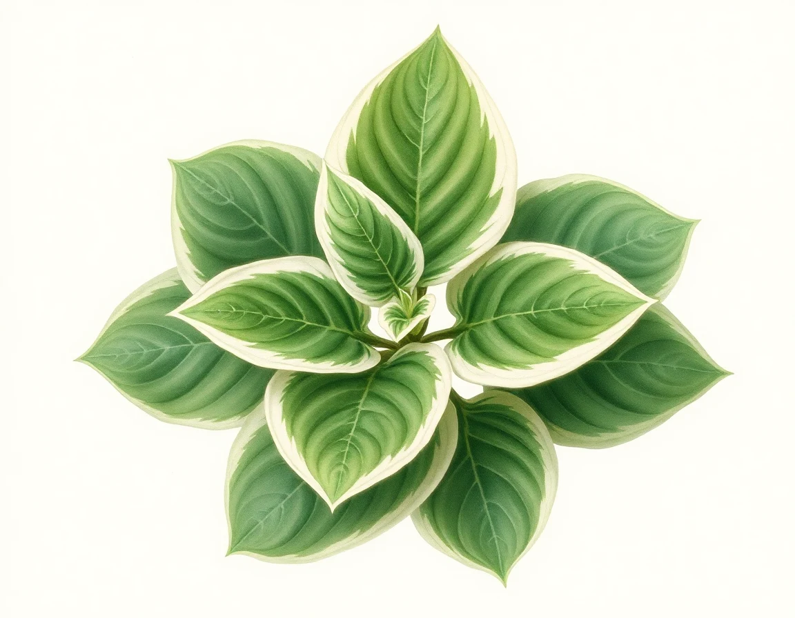 Watercolor illustration of Hosta 'See Saw'