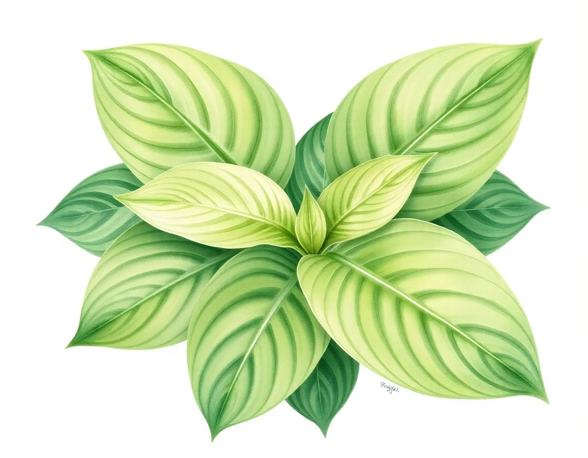 Watercolor illustration of Hosta 'Seersucker'