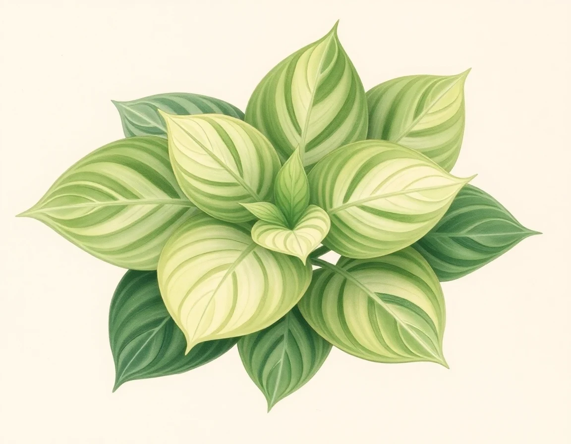 Watercolor illustration of Hosta 'Serapis'