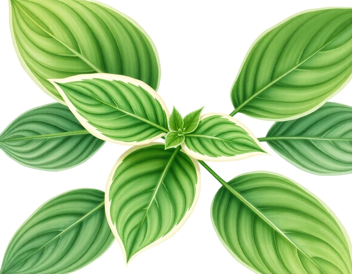 Watercolor illustration of Hosta 'Shade Beauty'