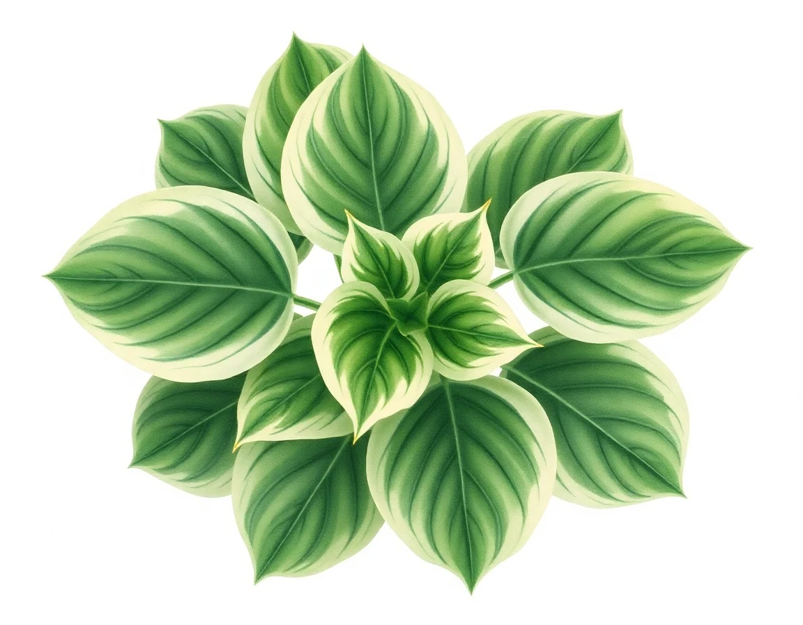 Watercolor illustration of Hosta 'Shades of Mercy'