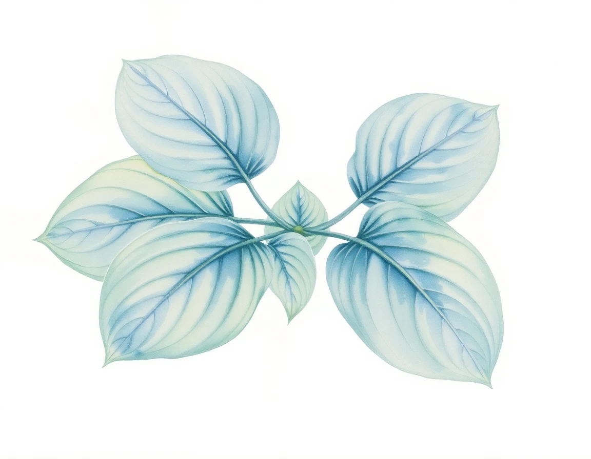 Watercolor illustration of Hosta 'Shadow Waltz'