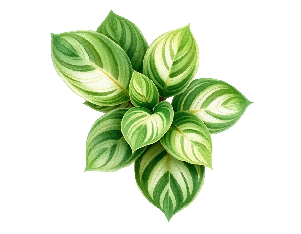 Watercolor illustration of Hosta 'Shark's Tooth'