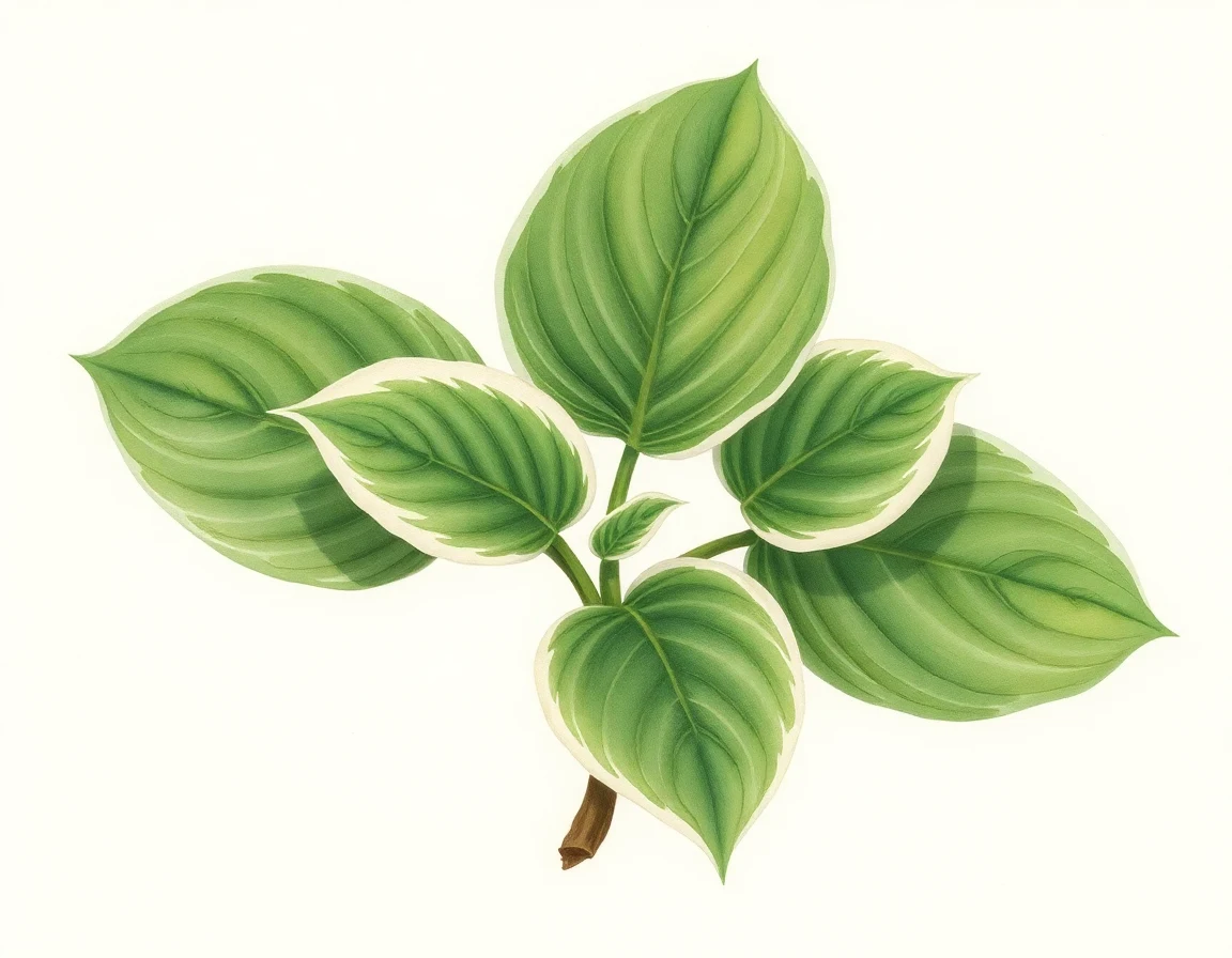 Watercolor illustration of Hosta 'Sharon's Choice'