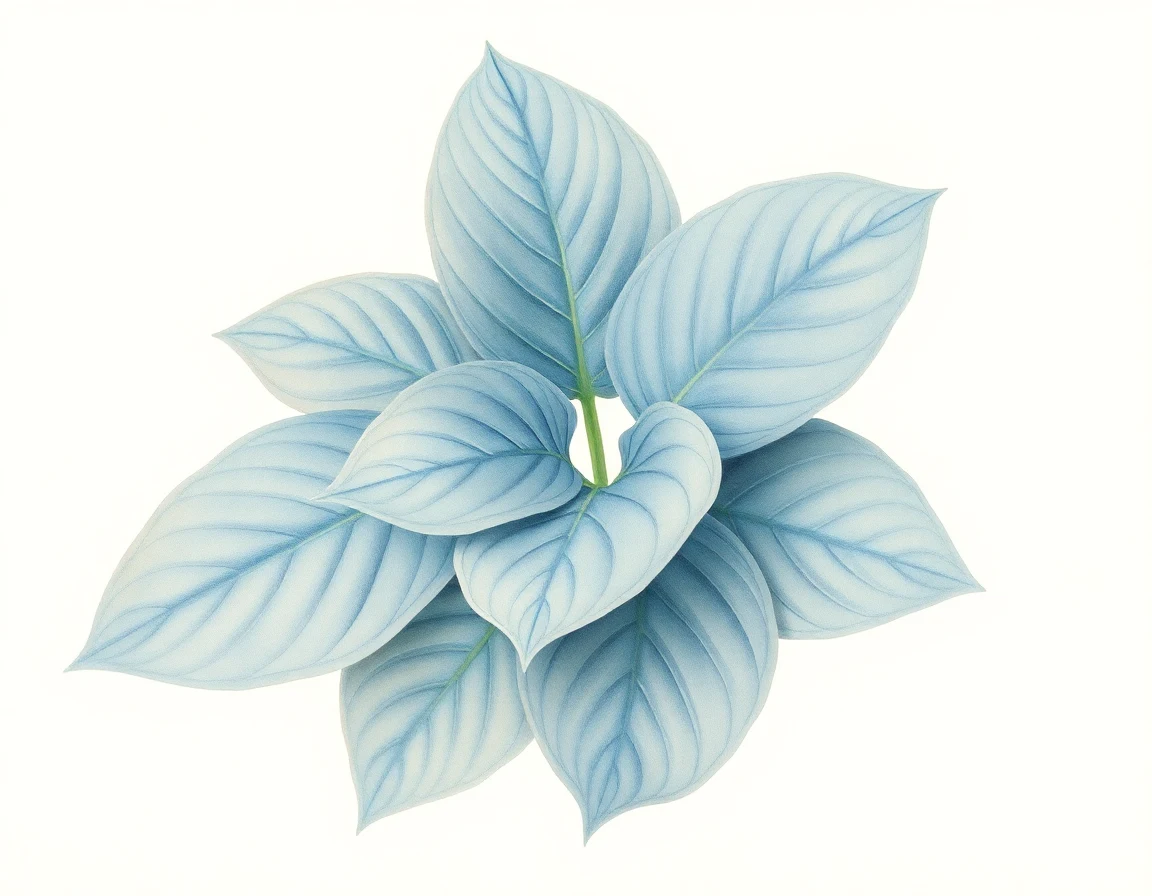 Watercolor illustration of Hosta 'Shenandoah Abbey'