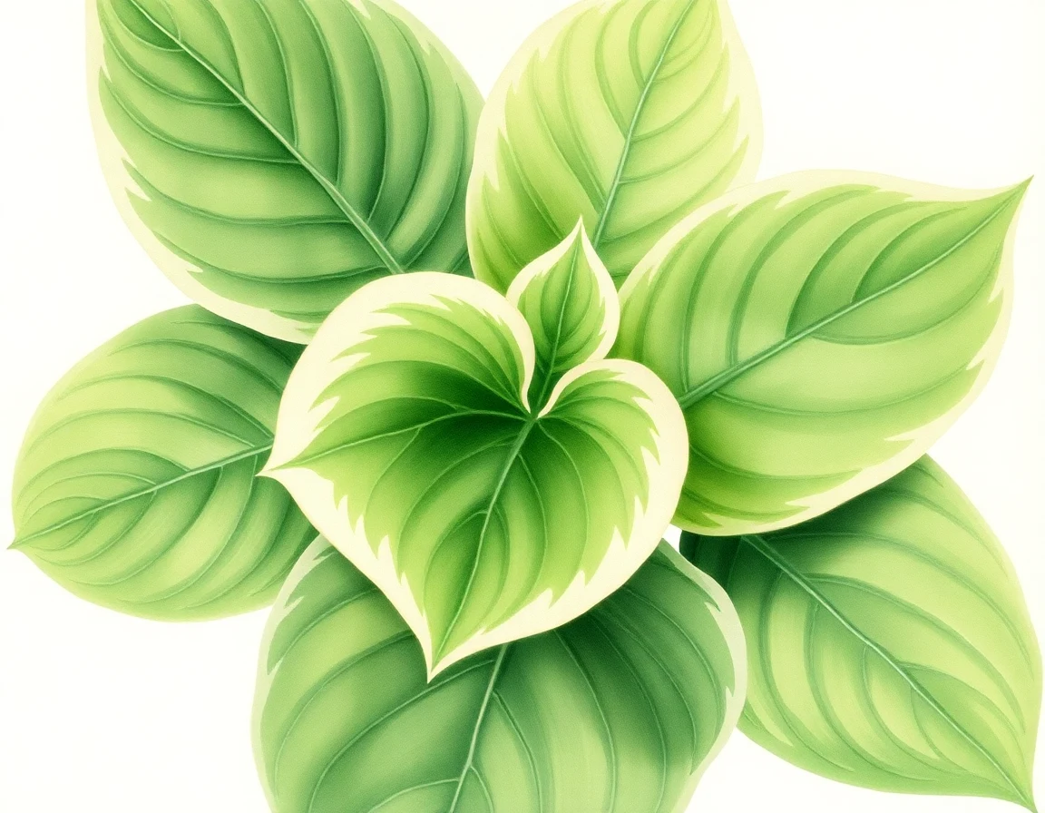 Watercolor illustration of Hosta 'Shenanigans'