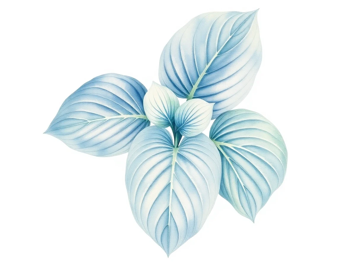 Watercolor illustration of Hosta 'Sherwood Forest'