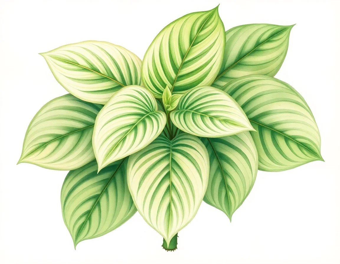 Watercolor illustration of Hosta 'Shimmering Silk'