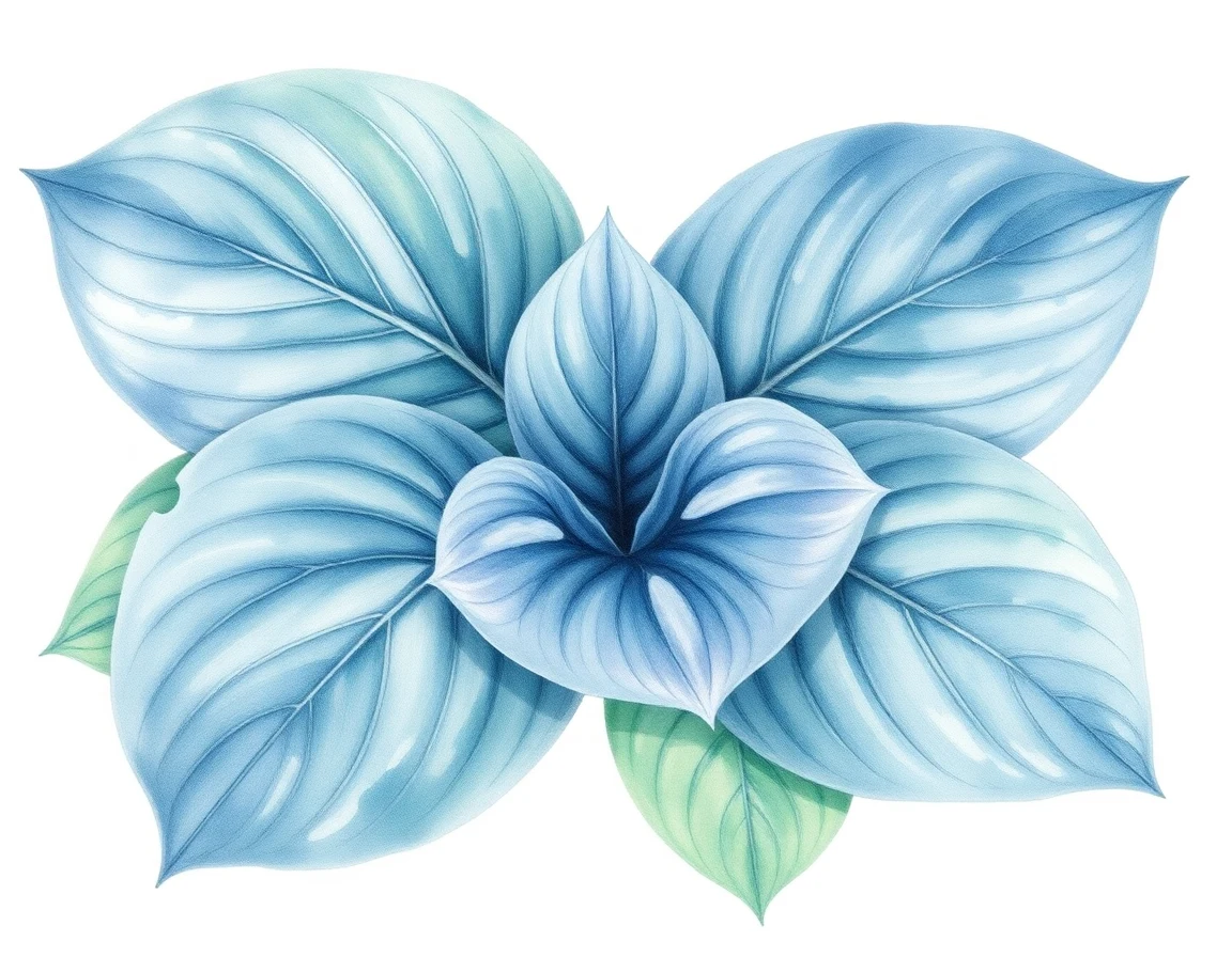 Watercolor illustration of Hosta 'Shining Image'