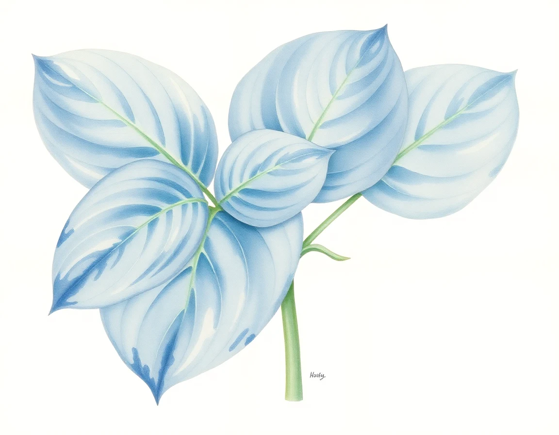 Watercolor illustration of Hosta 'Shogun'
