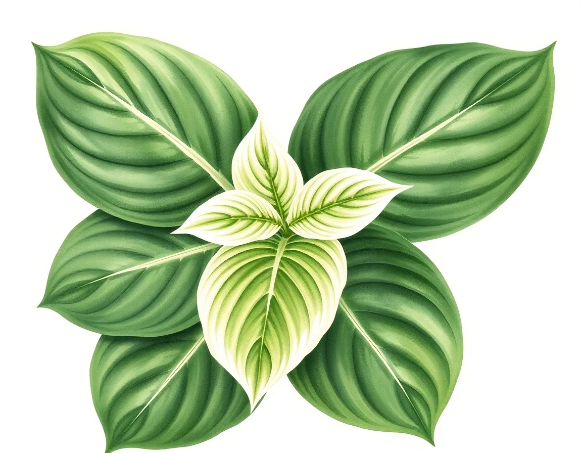Watercolor illustration of Hosta 'Showboat'
