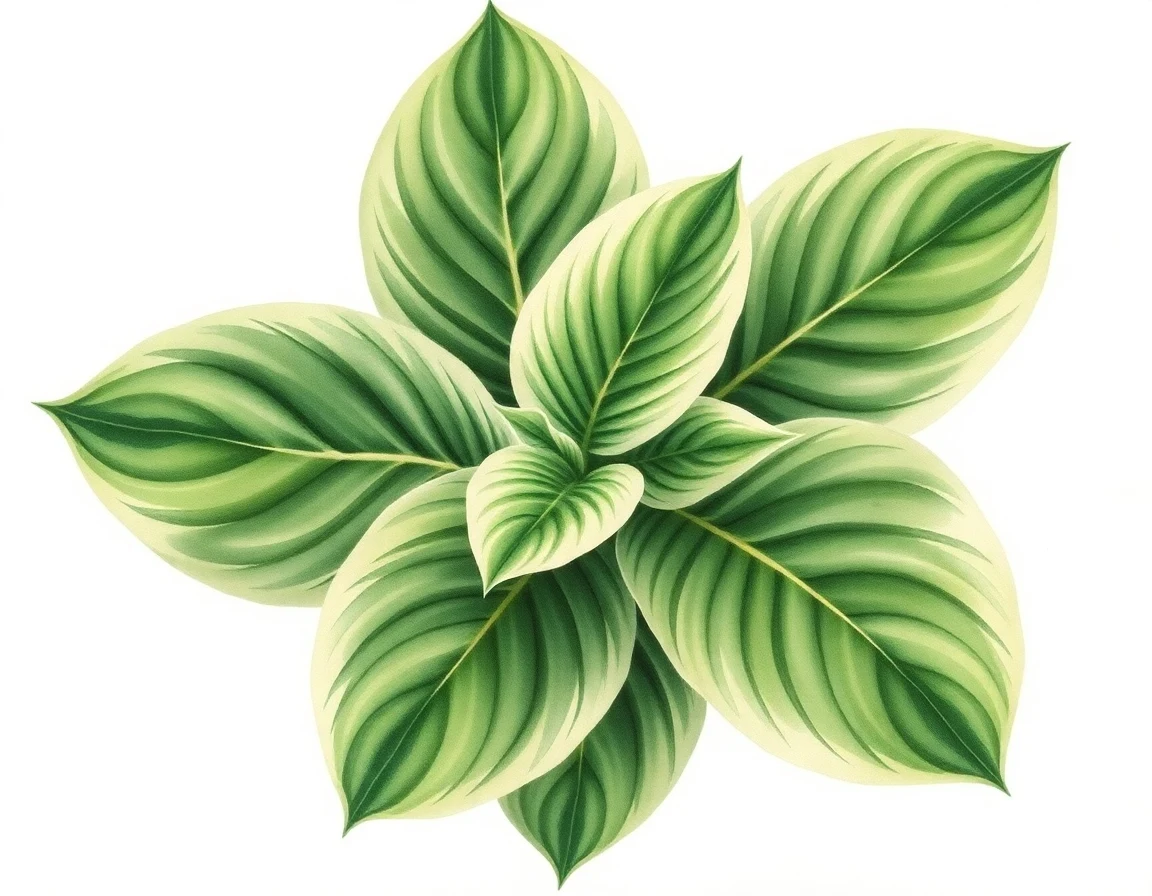 Watercolor illustration of Hosta 'Silk Kimono'