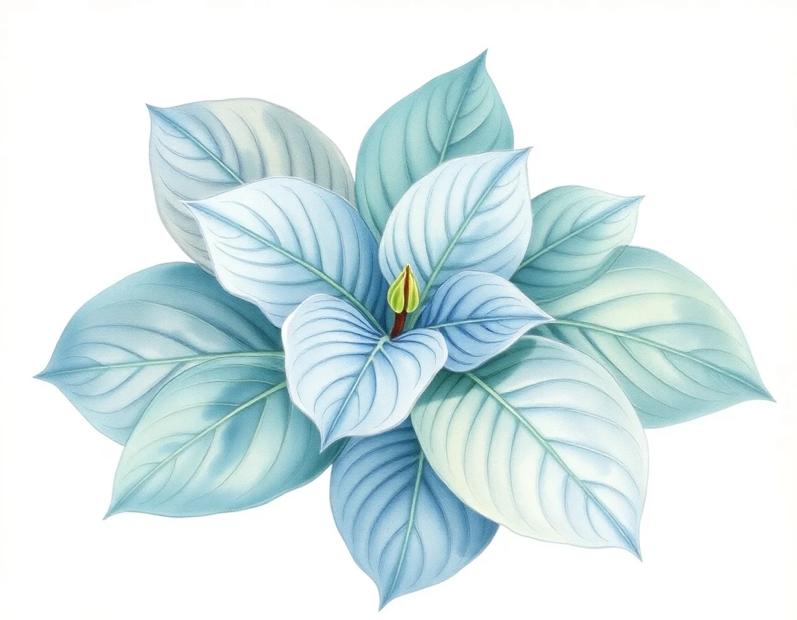 Watercolor illustration of Hosta 'Silver and Gold'