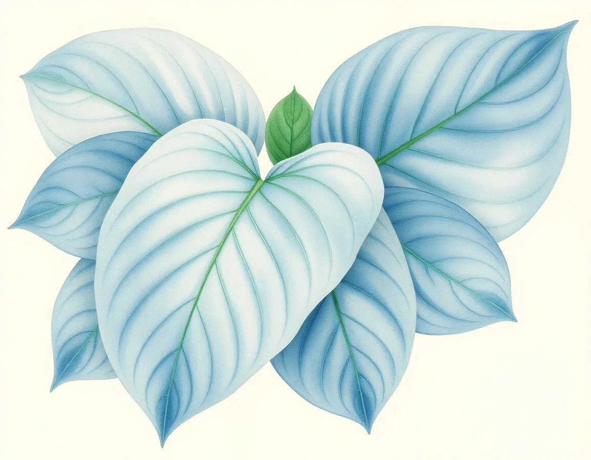 Watercolor illustration of Hosta 'Silver Anniversary'