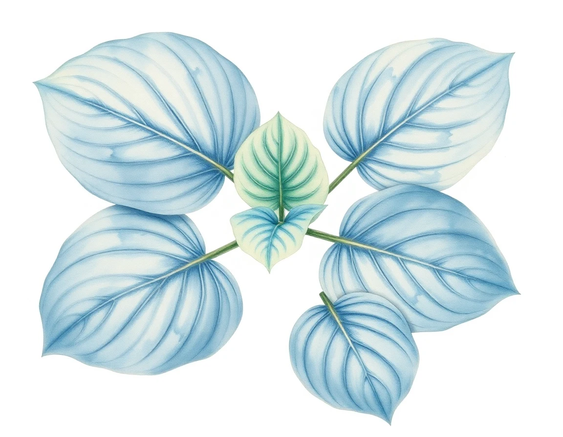 Watercolor illustration of Hosta 'Silver Giant'