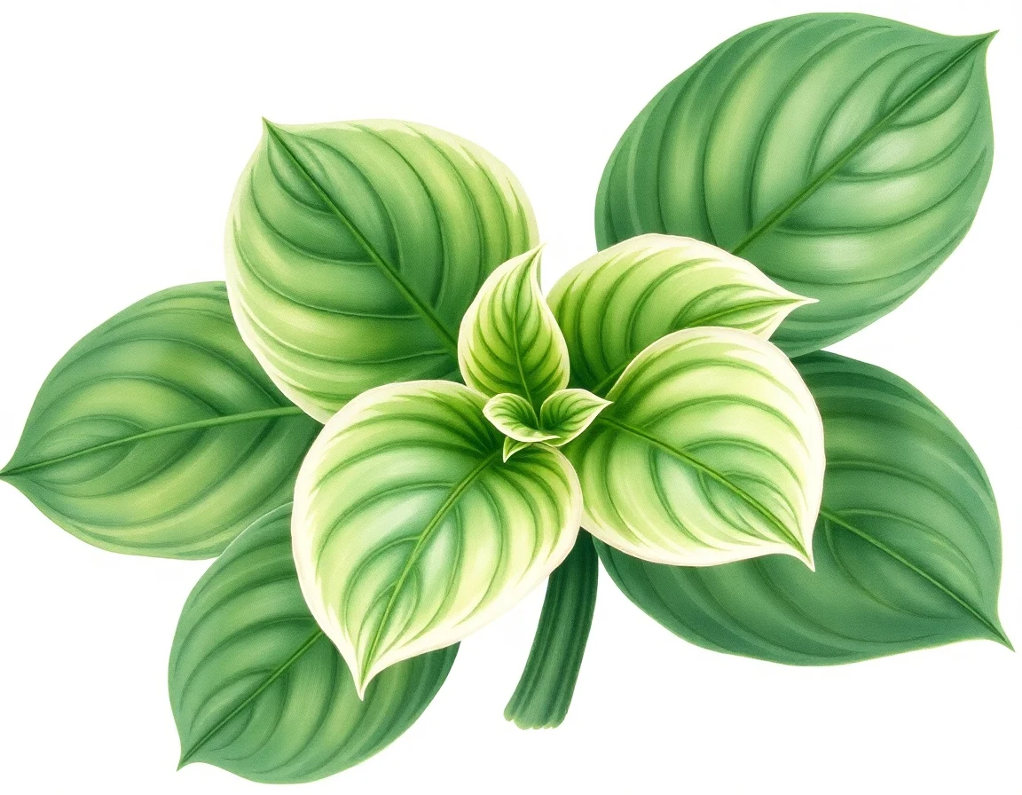 Watercolor illustration of Hosta 'Silver Tiara'