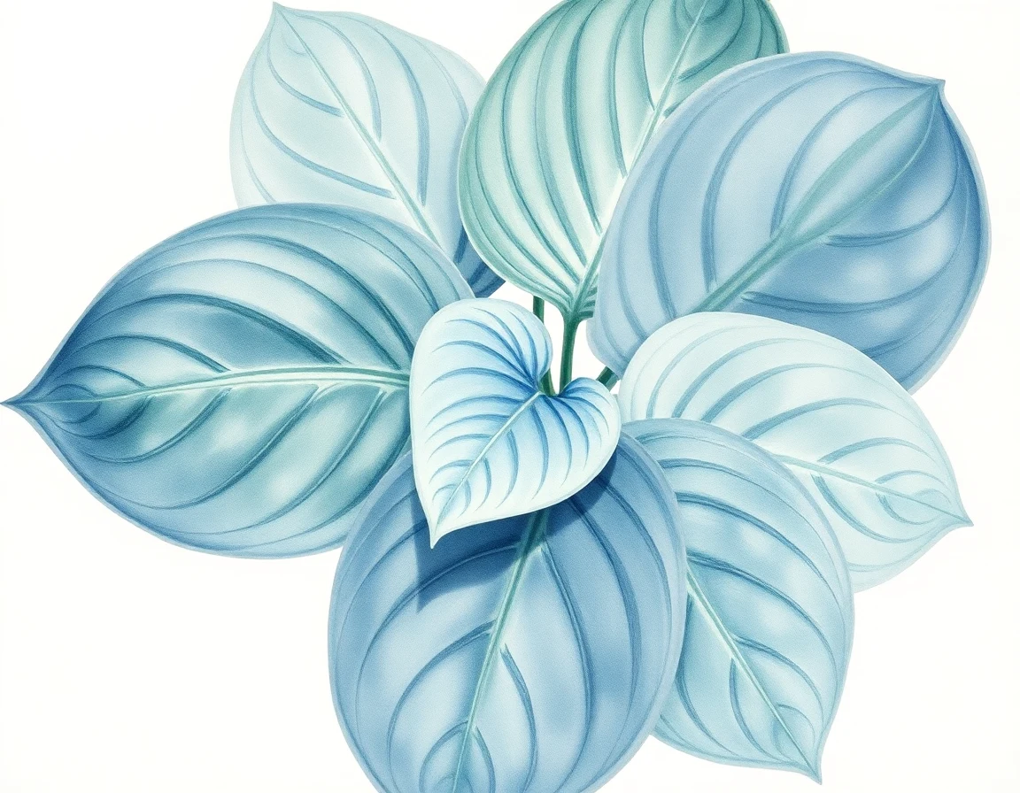 Watercolor illustration of Hosta 'Singin' the Blues'