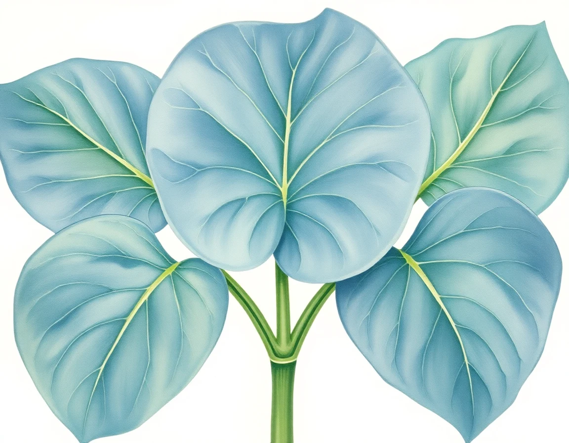 Watercolor illustration of Hosta 'Sir Cocky'