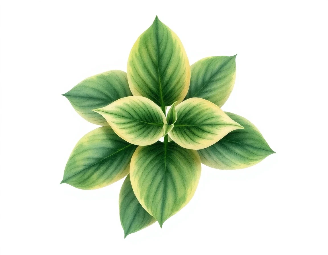 Watercolor illustration of Hosta 'Sitting Pretty'