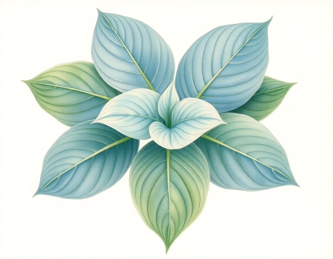 Watercolor illustration of Hosta 'Sky High'