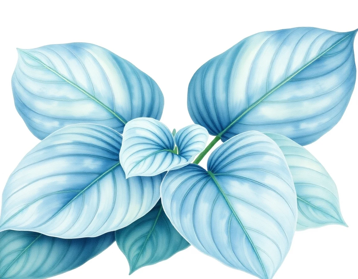 Watercolor illustration of Hosta 'Sky Kissed'