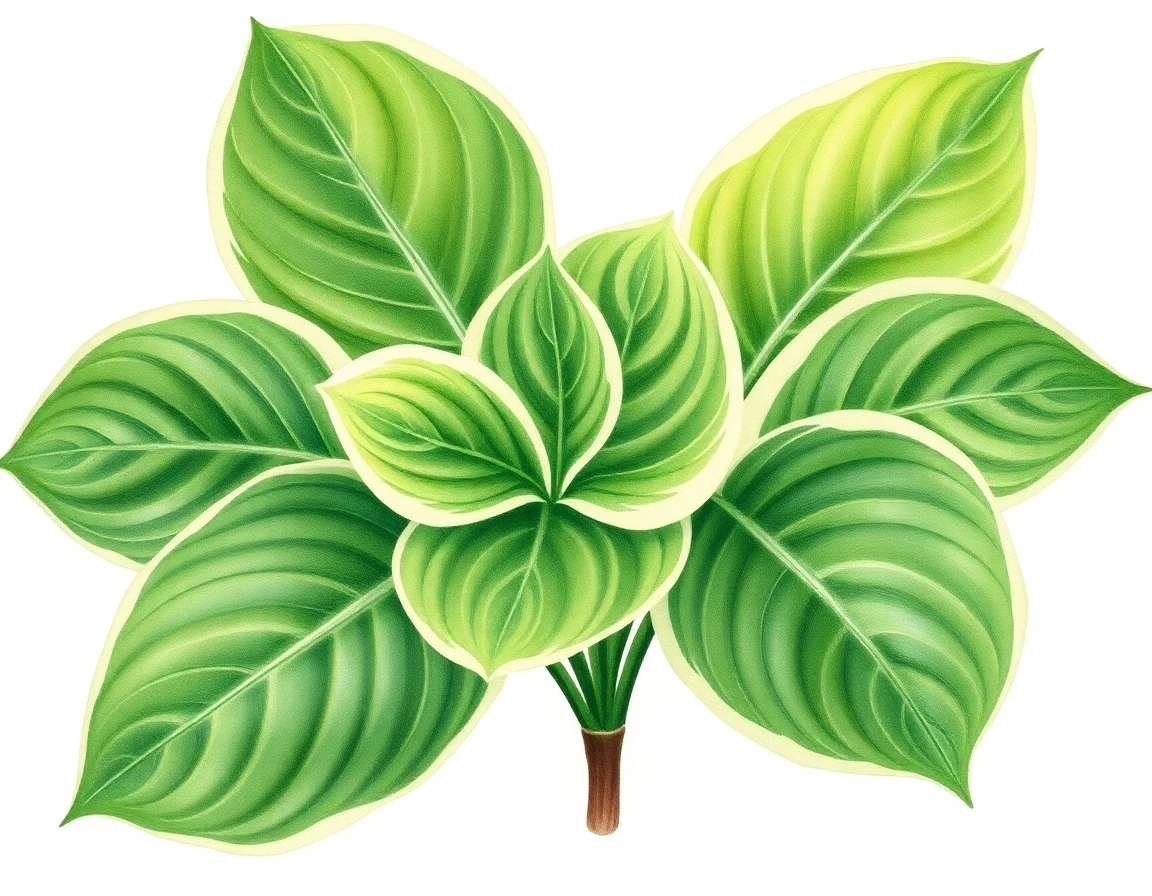 Watercolor illustration of Hosta 'Slightly Royal'