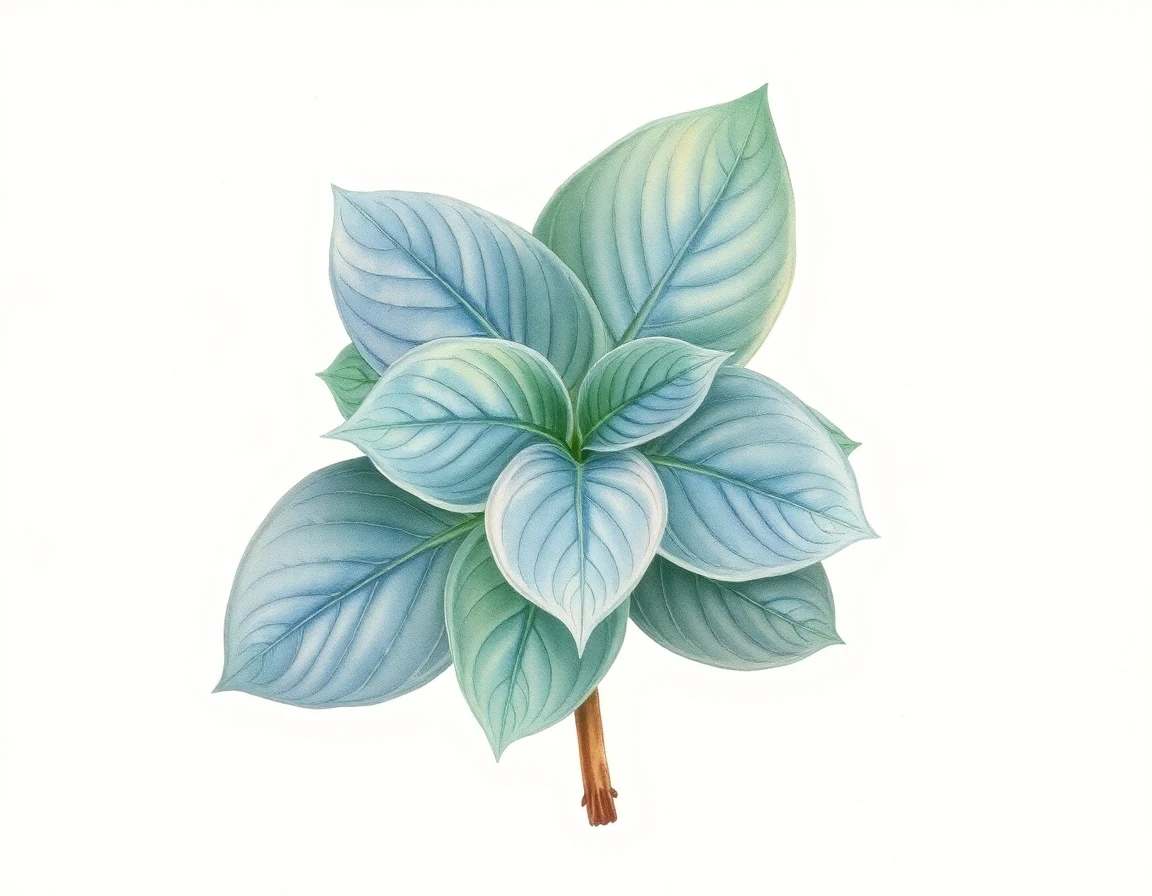 Watercolor illustration of Hosta 'Smokey Mountains'