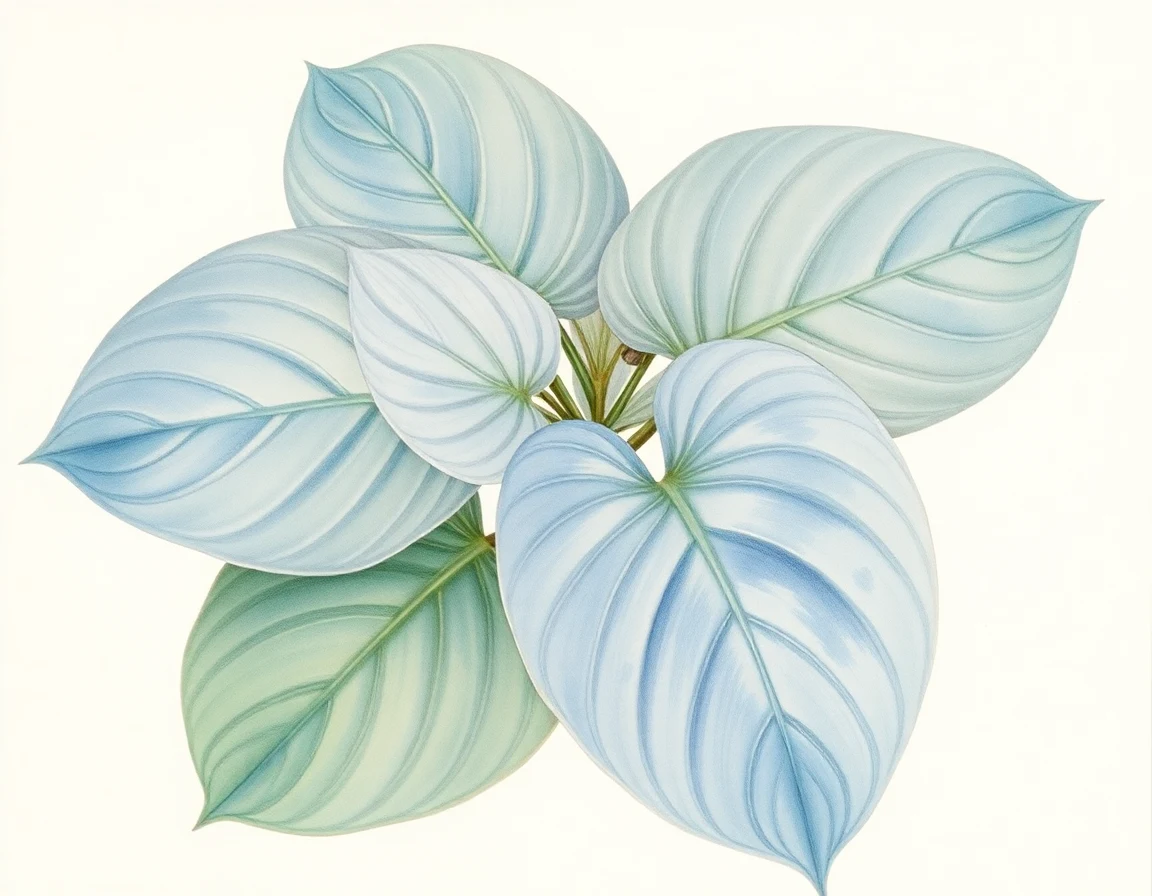 Watercolor illustration of Hosta 'Smokey'