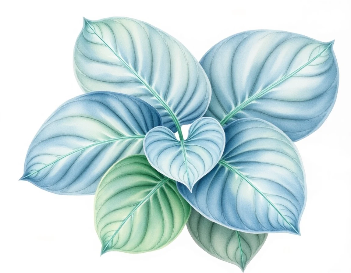 Watercolor illustration of Hosta 'Snakeskin Boots'