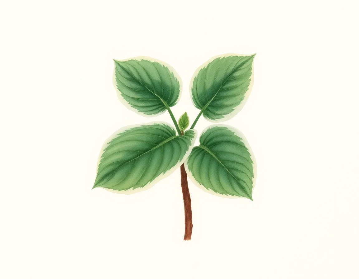 Watercolor illustration of Hosta 'Snowbird'