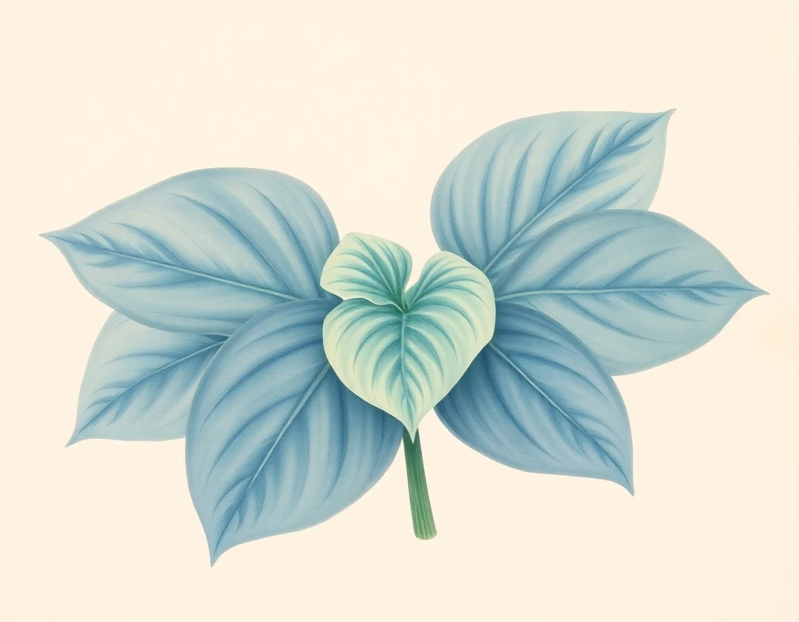 Watercolor illustration of Hosta 'Song Sung Blues'
