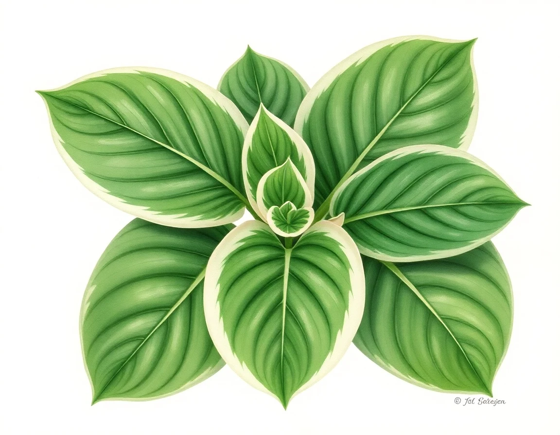 Watercolor illustration of Hosta 'Sophisticated Lady'