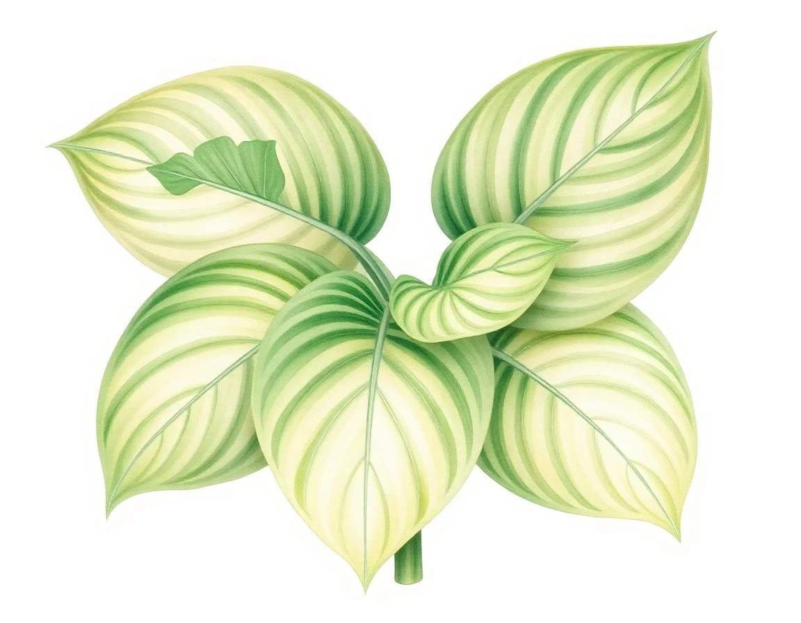 Watercolor illustration of Hosta 'South Pacific'