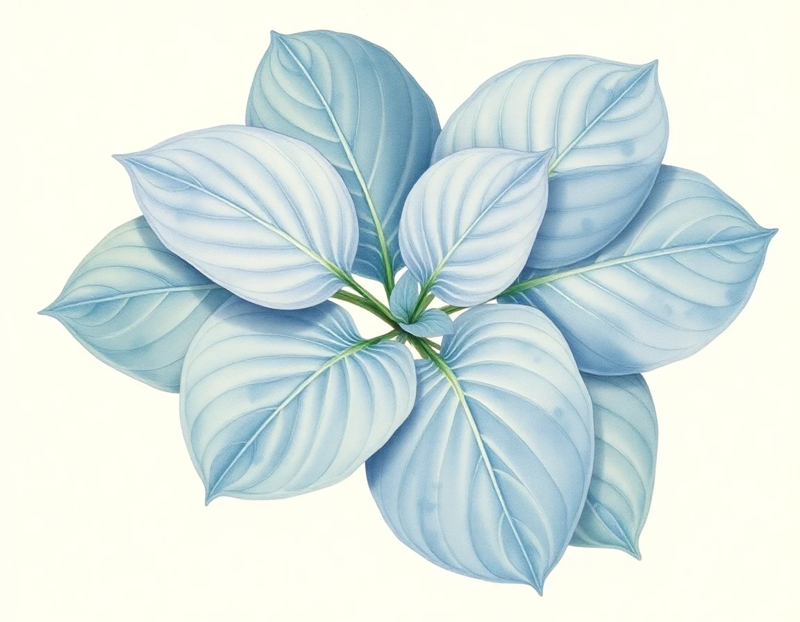 Watercolor illustration of Hosta 'Southern Blues'