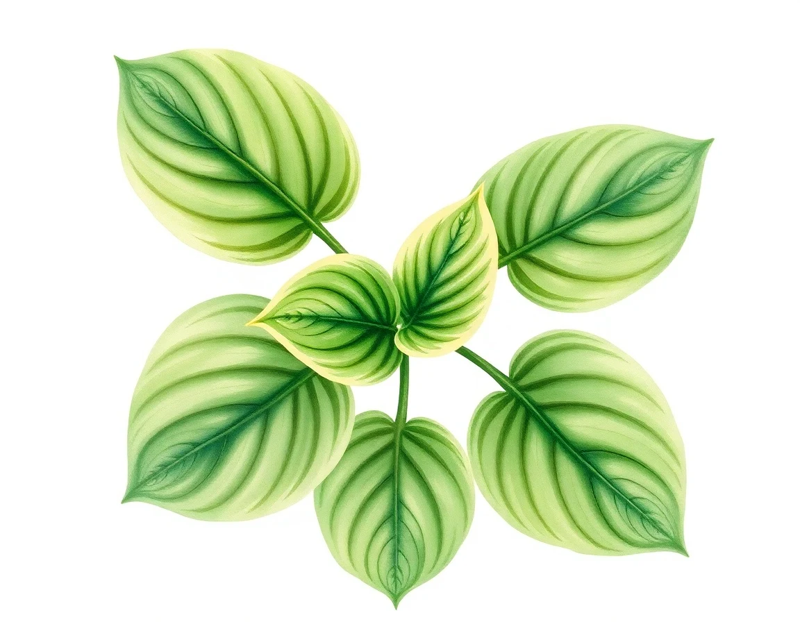 Watercolor illustration of Hosta 'Sparkler'