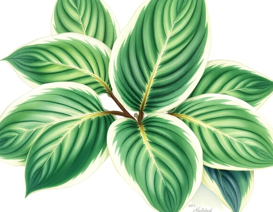 Watercolor illustration of Hosta 'Splendid Sarah'