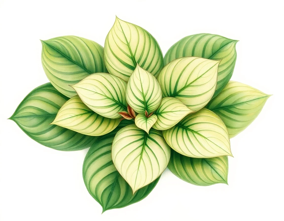 Watercolor illustration of Hosta 'Spring Ivory'