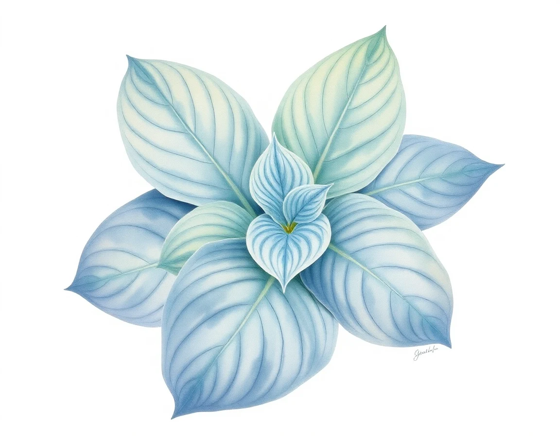 Watercolor illustration of Hosta 'Star Kissed'