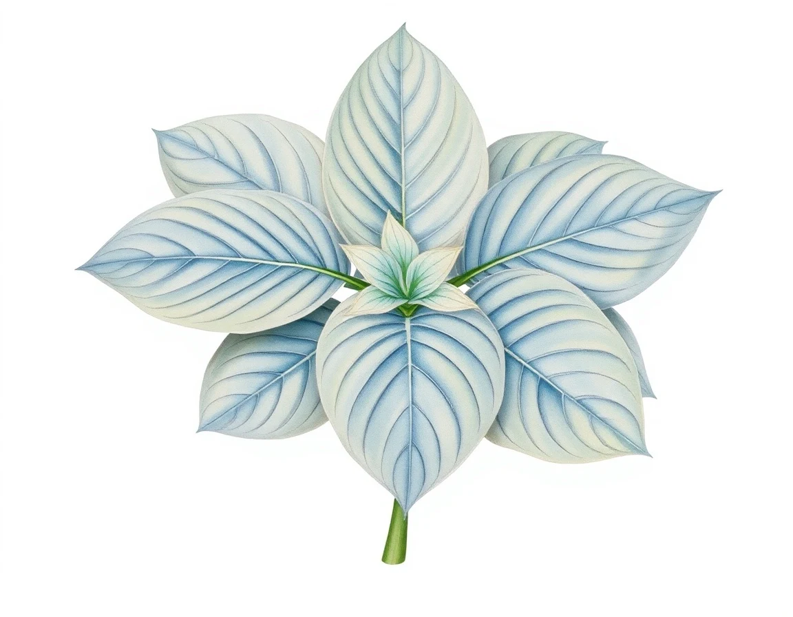 Watercolor illustration of Hosta 'Star Spangled Banner'