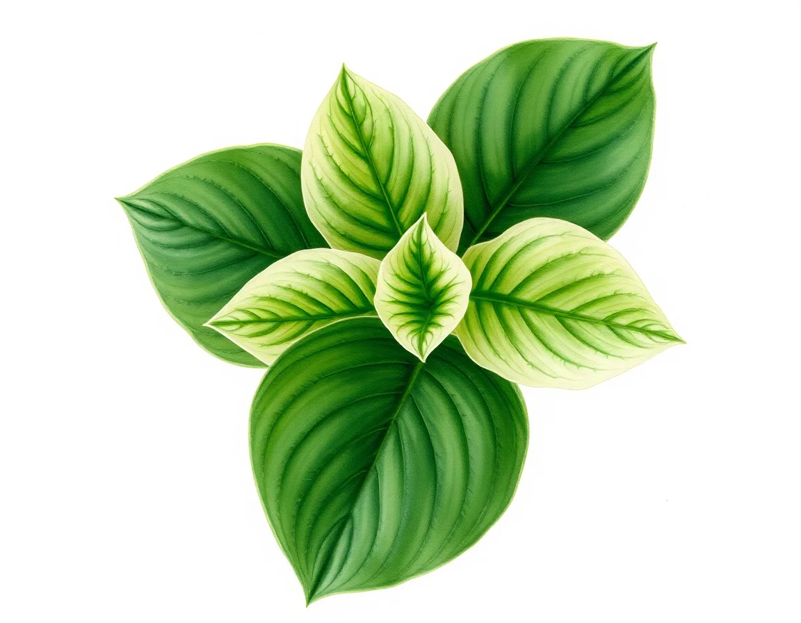 Watercolor illustration of Hosta 'Starlight'