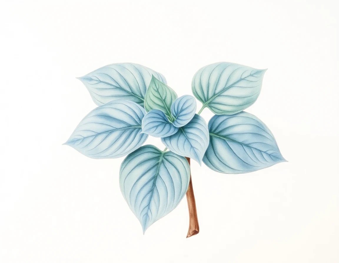 Watercolor illustration of Hosta 'Steely Dan'