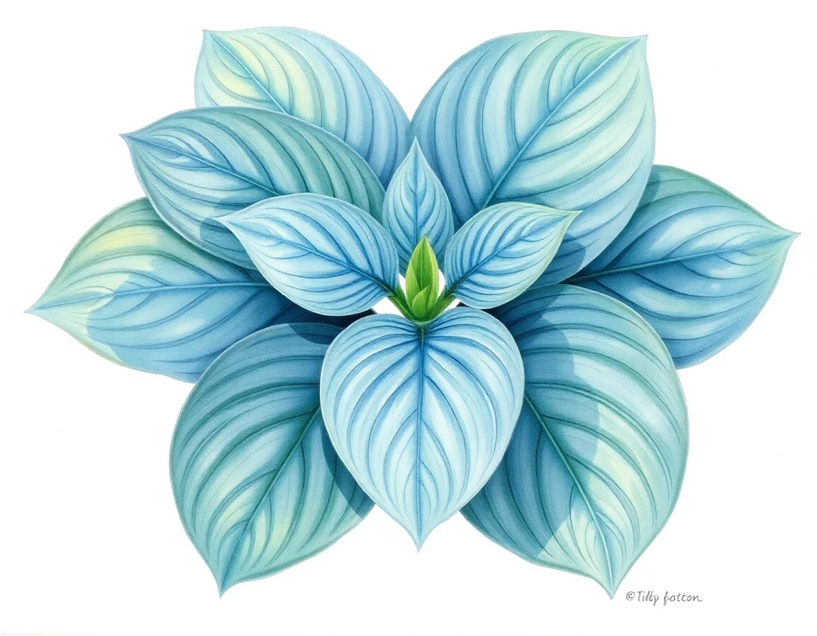 Watercolor illustration of Hosta 'Strawberry Surprise'