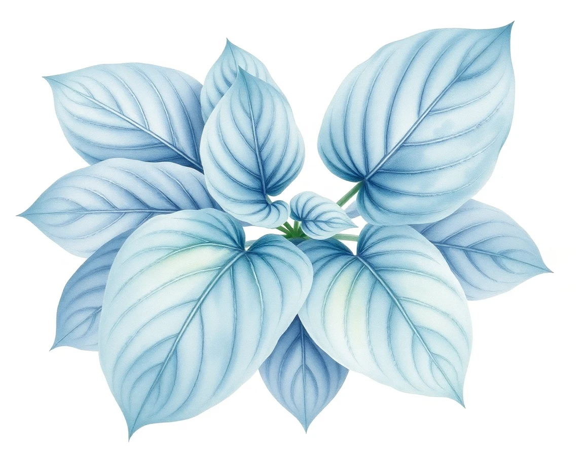 Watercolor illustration of Hosta 'Streaker Ahoy'