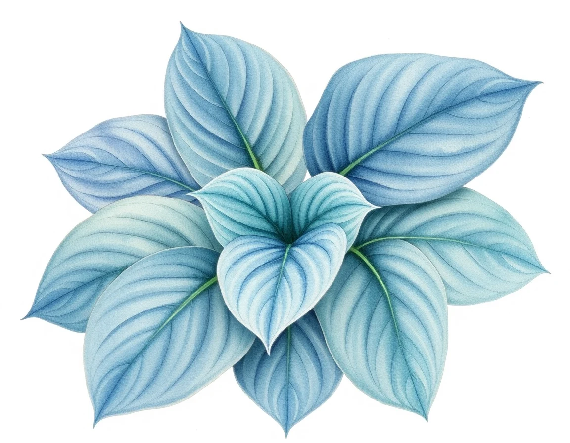 Watercolor illustration of Hosta 'Streaking Frenzy'