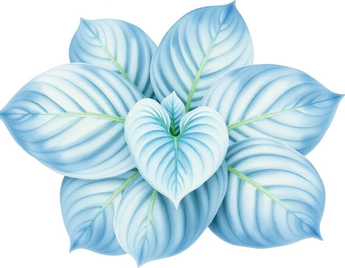 Watercolor illustration of Hosta 'Streaking Party'