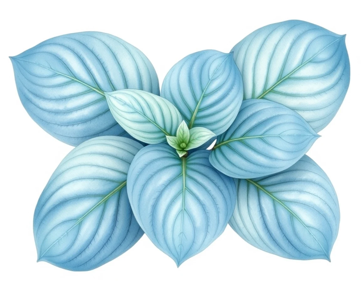Watercolor illustration of Hosta 'Strip Poker'